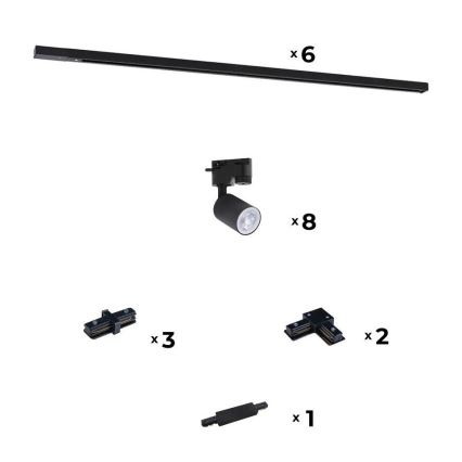 Zuma Line - Inbouwspot voor railsysteem 8xGU10/10W/230V zwart + railaccessoires