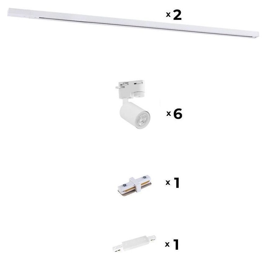 Zuma Line - Spot pour système de rail 6xGU10/10W/230V blanc + Accessoires rail