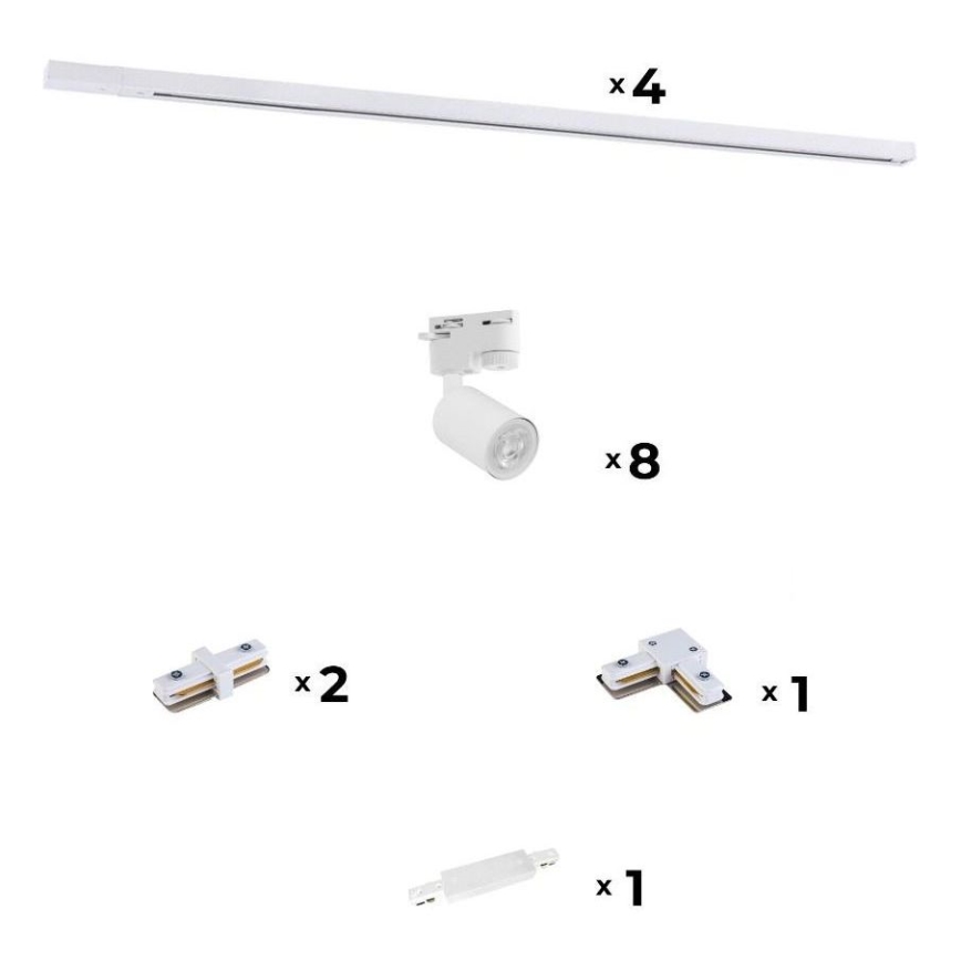 Zuma Line - Spot voor een rail Systeem 8xGU10/10W/230V wit + rail accessoires