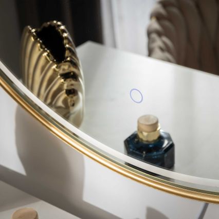 Zuma Line - Miroir mural LED pour salle de bains, rétroéclairage LED intégré, 36W/230V, 3000/4000/6000K, Ø 80 cm, IP44, finition dorée