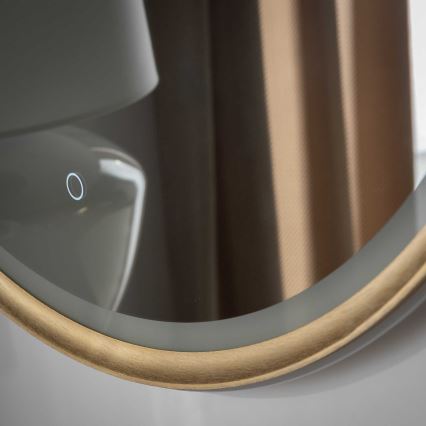 Zuma Line - Miroir mural de salle de bains rétroéclairé LED, 36 W, 230 V, 3000/4000/6000 K, Ø 80 cm, IP44, finition laiton