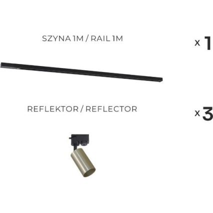 Zuma Line - Spotlicht in geleidingsysteem 3xGU10/35W/230V zwart/goud