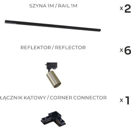 Zuma Line - Inbouwspot in het railsysteem 6xGU10/35W/230V zwart/goud