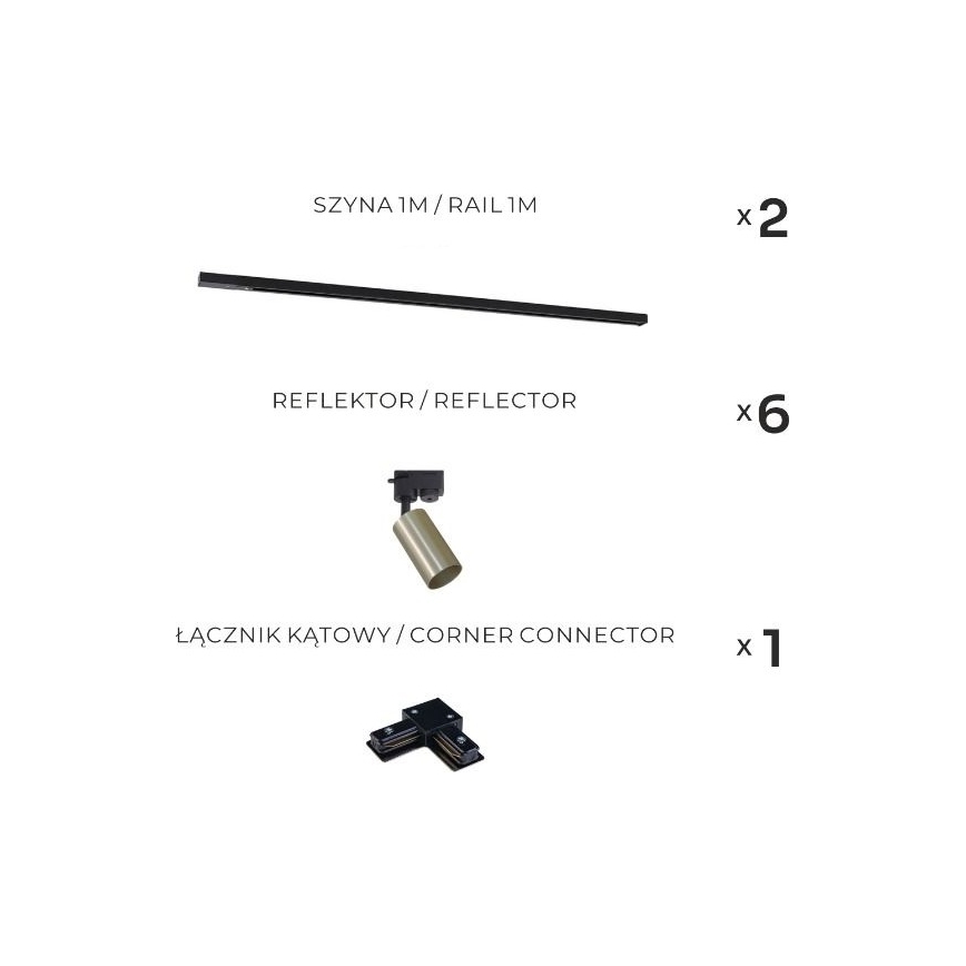 Zuma Line - Inbouwspot in het railsysteem 6xGU10/35W/230V zwart/goud