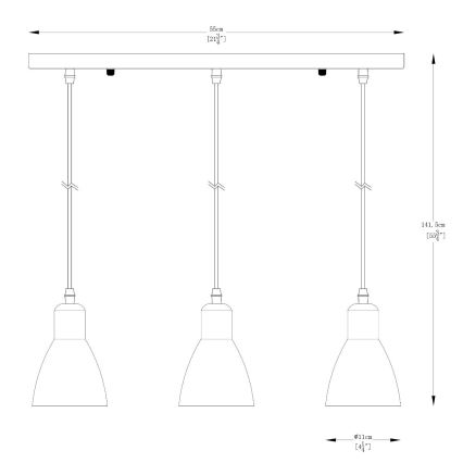 Zuma Line - Hanglamp aan een koord 3xE27/40W/230V antraciet