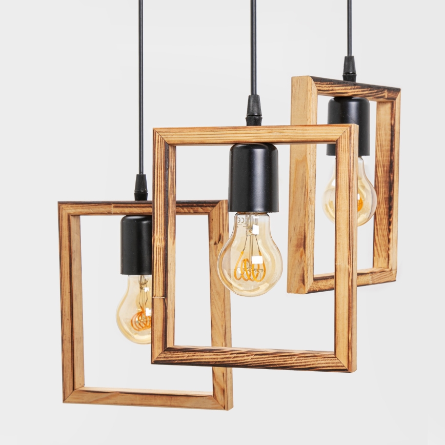 Zuma Line - Hanglamp aan een koord 3xE27/20W/230V grenen/zwart