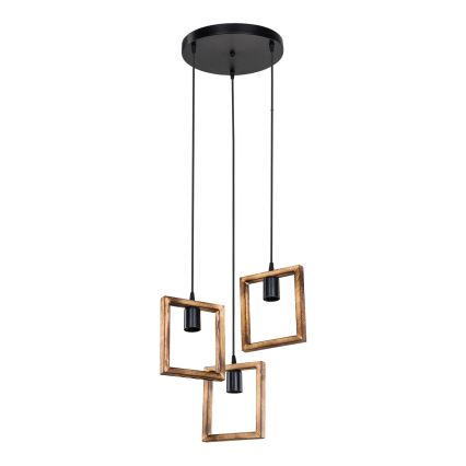 Zuma Line - Hanglamp aan een koord 3xE27/20W/230V grenen/zwart