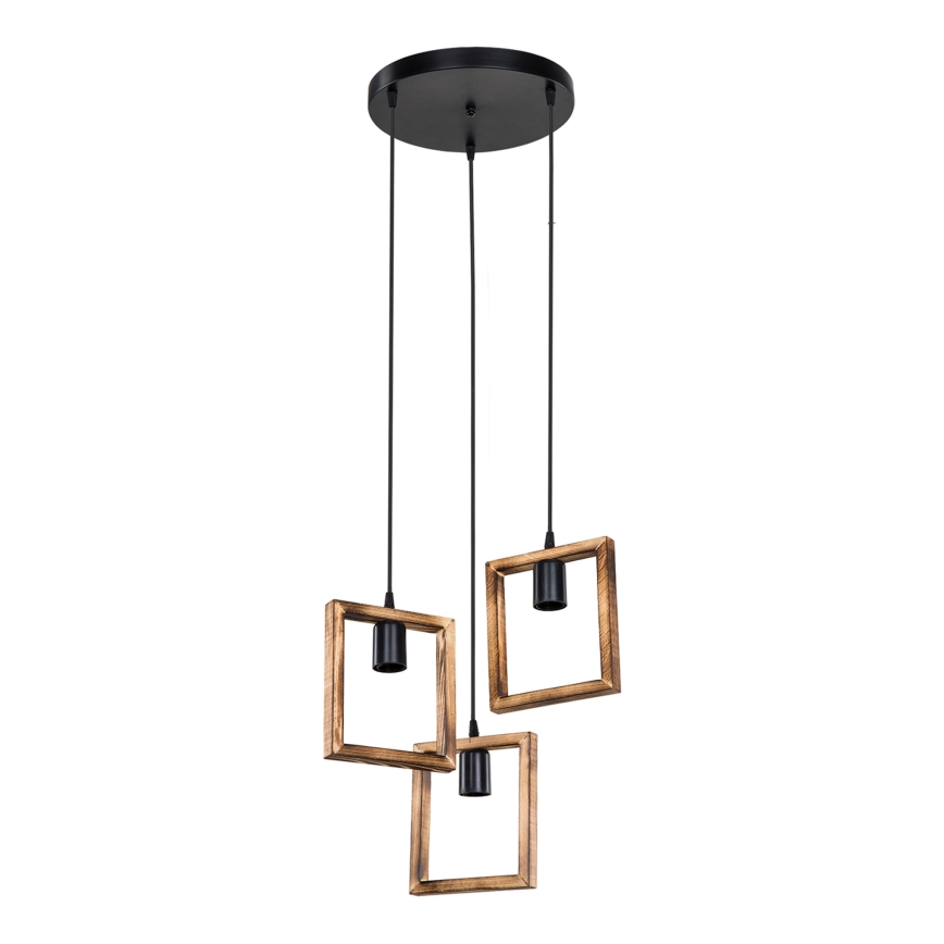 Zuma Line - Hanglamp aan een koord 3xE27/20W/230V grenen/zwart