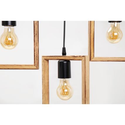 Zuma Line - Hanglamp aan een koord 3xE27/20W/230V grenen/zwart