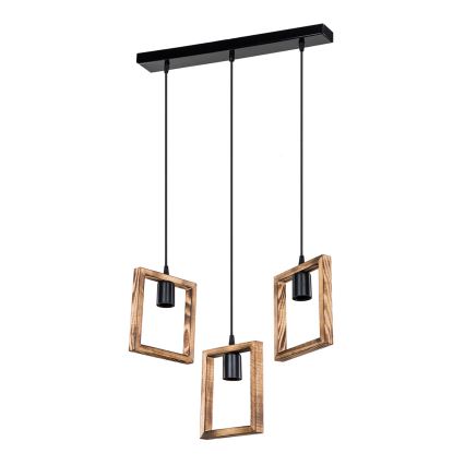 Zuma Line - Hanglamp aan een koord 3xE27/20W/230V grenen/zwart