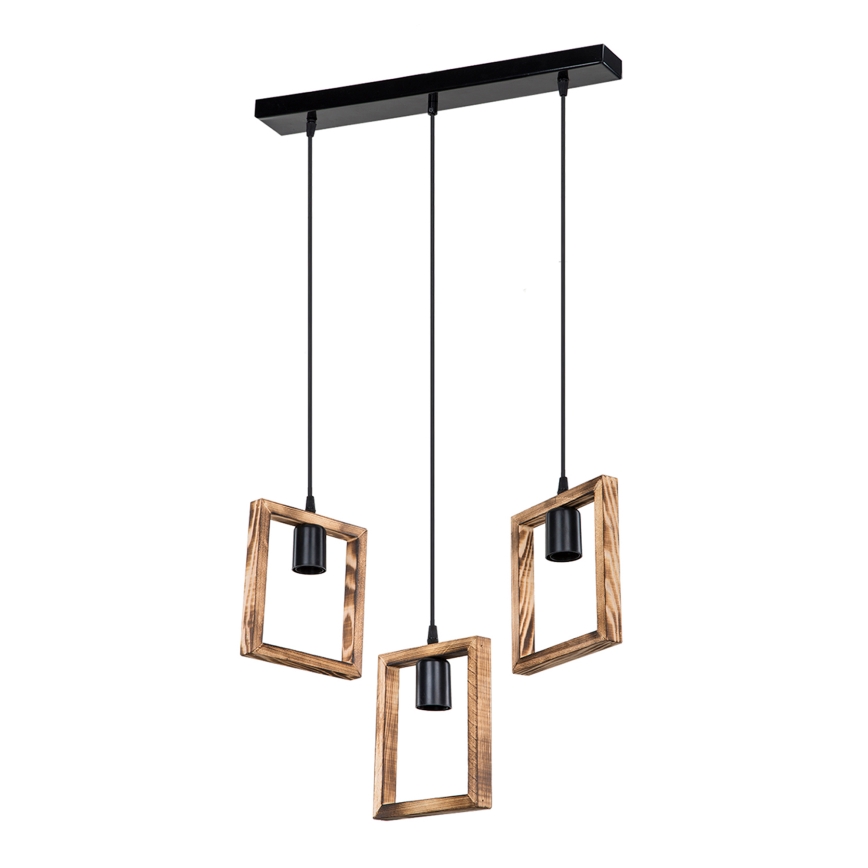Zuma Line - Hanglamp aan een koord 3xE27/20W/230V grenen/zwart