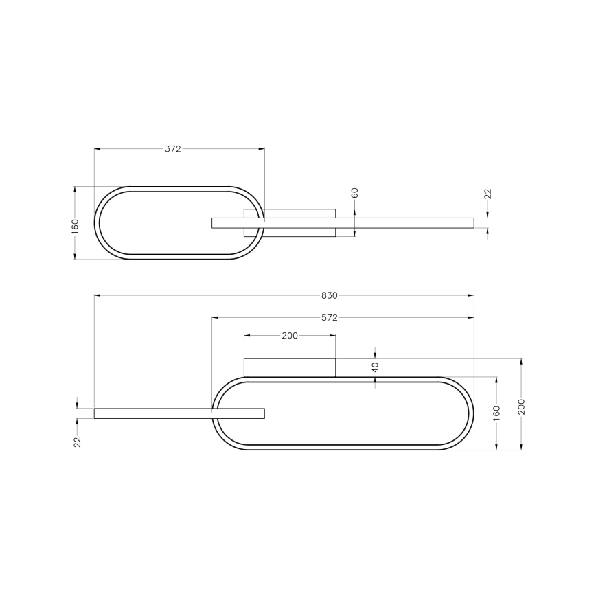 Zuma Line - LED-plafondlamp 2xLED/24W/230V zwart/goud