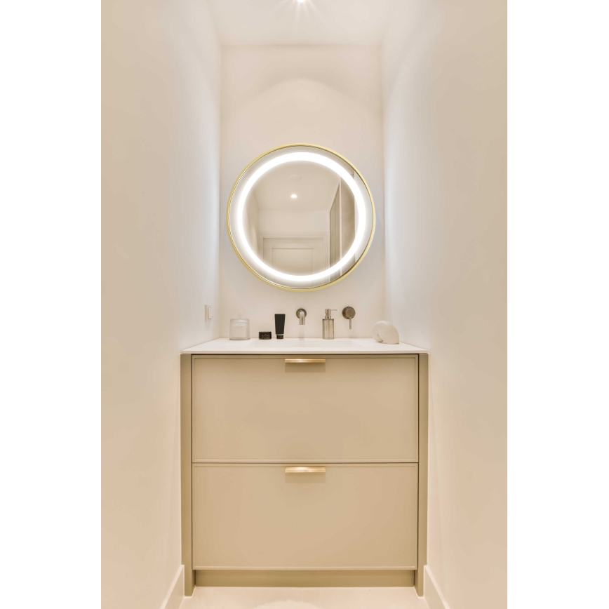 Zuma Line - Miroir mural de salle de bain avec rétro-éclairage LED/24W/230V 3000/4000/6000K d. 60 cm IP44 doré