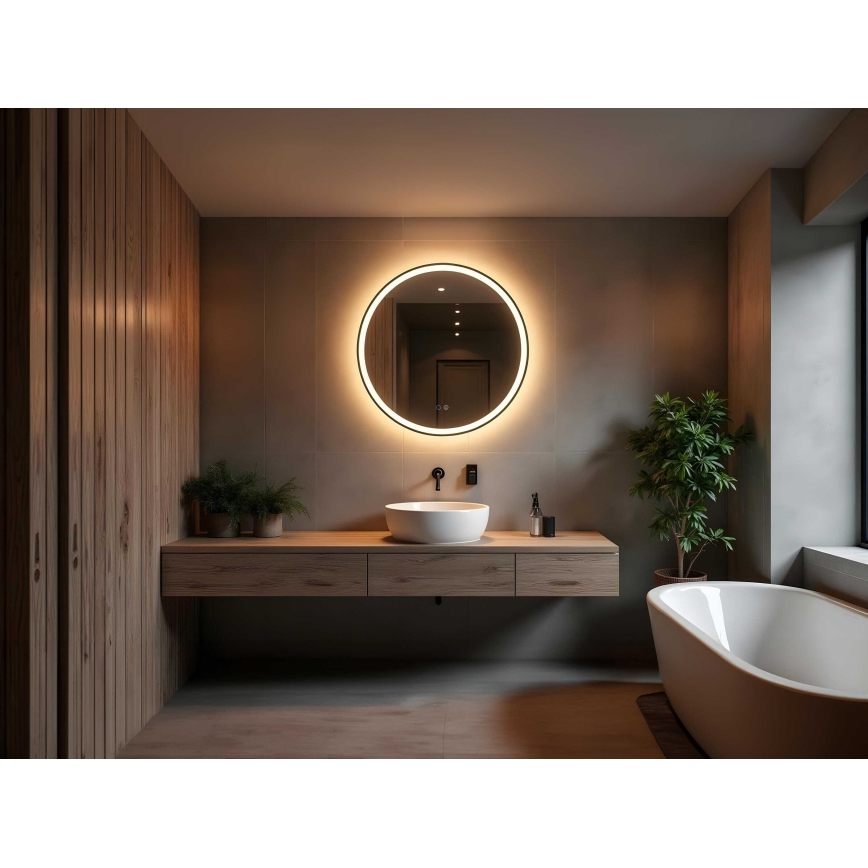 Zuma Line - Miroir mural chauffant de salle de bain avec rétro-éclairage LED/24W/230V 3000/4000/6000K d. 80 cm IP44