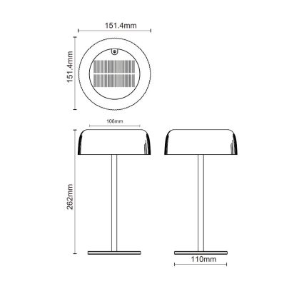 Zuma Line - LED Dimbaar zonne- oplaadbaar tafellamp LED/2,5W/2000 mAh IP44 zwart