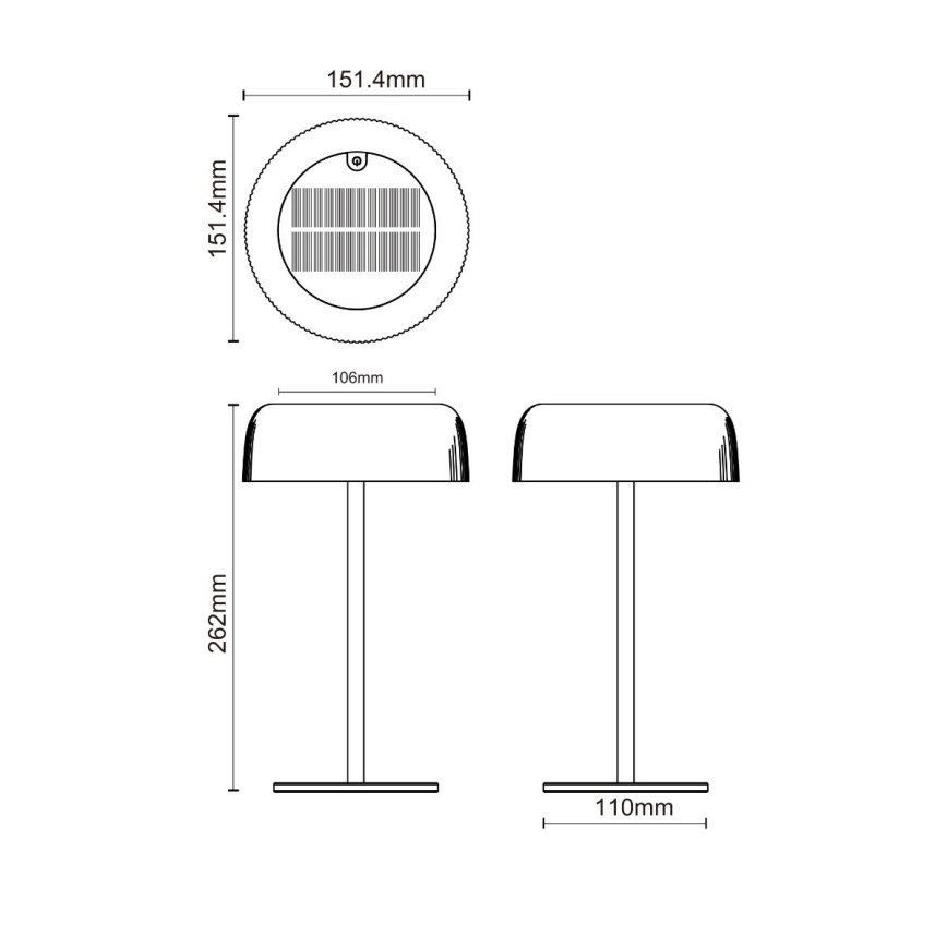Zuma Line - LED Dimbaar zonne- oplaadbaar tafellamp LED/2,5W/2000 mAh IP44 zwart