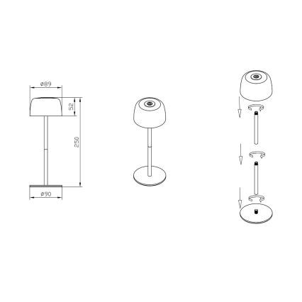 Zuma Line - LED Dimbare Oplaadbare Bureaulamp LED/2W/1200 mAh IP44 Crème