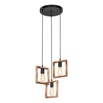 Zuma Line - Hanglamp aan een koord 3xE27/20W/230V grenen/zwart