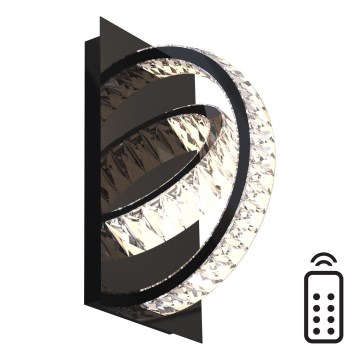 Zuma Line - LED Dimbaar kristal wandlamp LED/18W/230V 2700-6000K zwart + afstandsbediening
