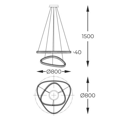 Zuma Line - Suspension filaire à intensité variable en cristal LED/36W/230V 2700-6000K + télécommande