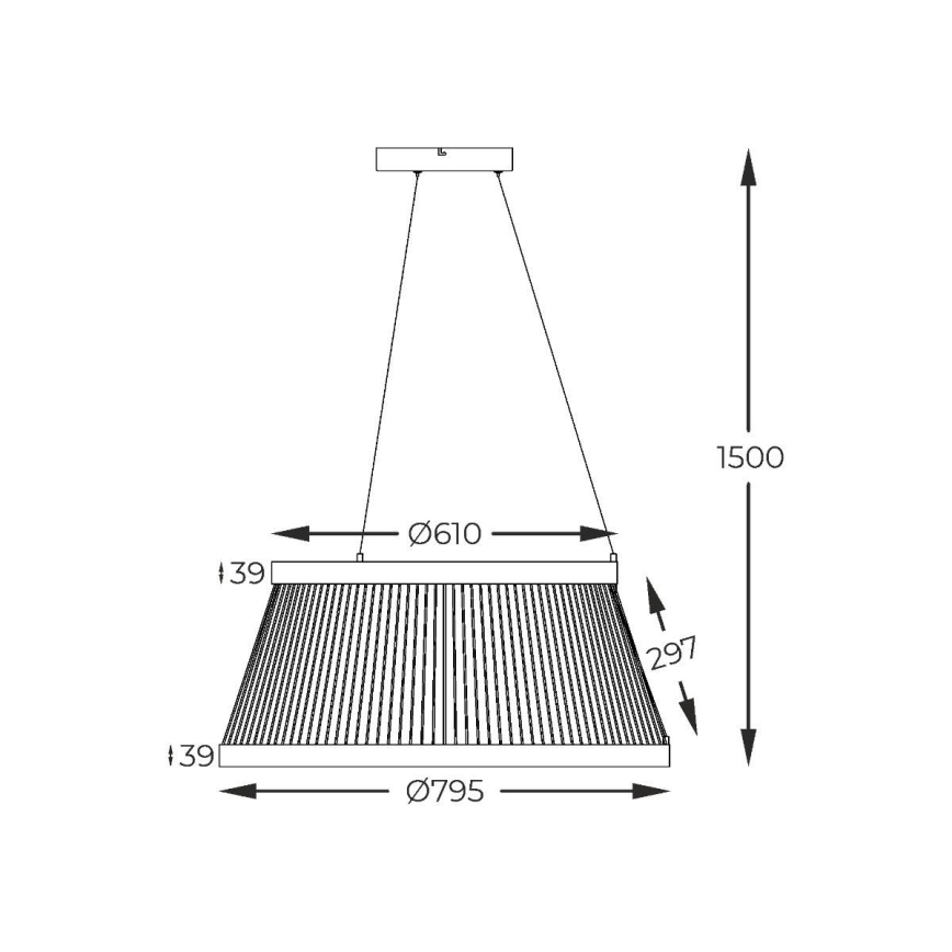 Zuma Line - Dimbare LED hanglamp aan een koord LED/53W/230V 2700-6000K zwart + afstandsbediening