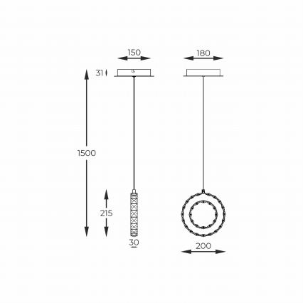 Zuma Line - Suspension LED dimmable sur câble LED/10W/230V dorée