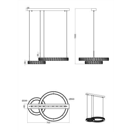 Zuma Line - Suspension LED sur câble LED/36W/230V or rose