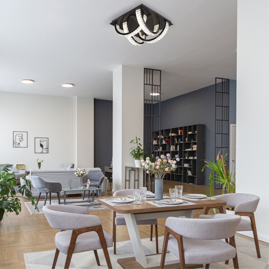 Zuma Line - LED dimbare kristallen plafondlamp LED/23,5W/230V 2700-6000K zwart + afstandsbediening