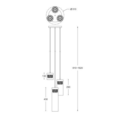 Zuma Line - Suspension filaire en cristal GEM 3xG9/28W/230V