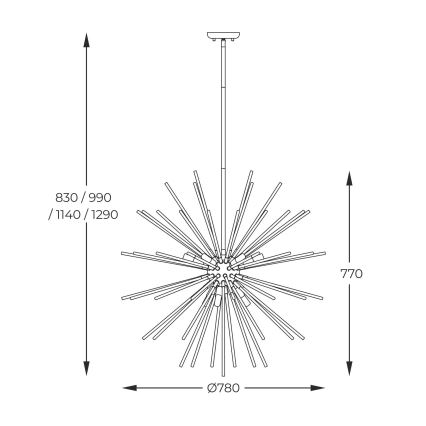 Zuma Line - Hanglamp met vaste pendel 9xG9/42W/230V goud/zwart