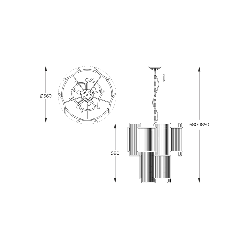 Zuma Line - Suspension chaîne 8xE14/60W/230V chrome brillant