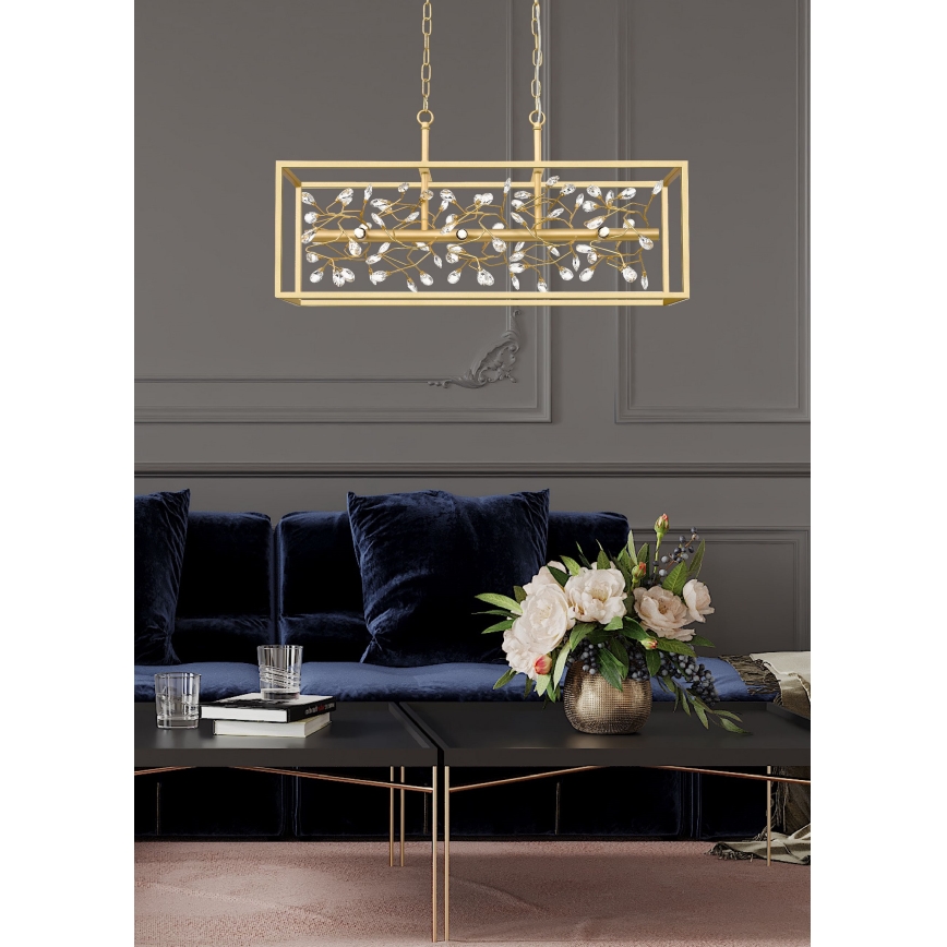 Zuma Line - Kristallen hanglamp aan een ketting 6xG9/33W/230V goud