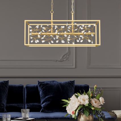 Zuma Line - Kristallen hanglamp aan een ketting 6xG9/33W/230V goud