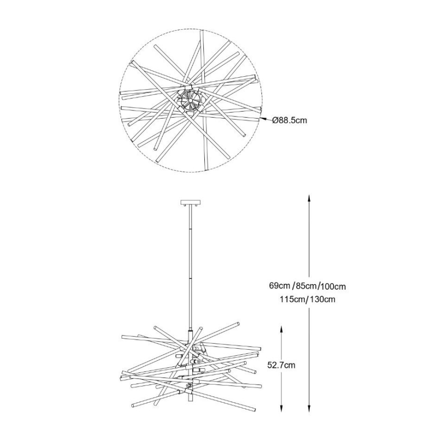 Zuma Line - Suspension sur tige 6xG9/42W/230V dorée