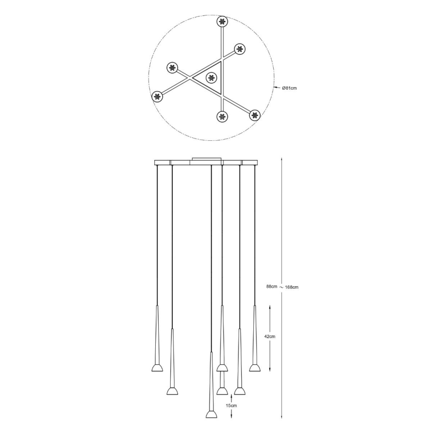 Zuma Line - LED-kroonluchter aan kabel 7xLED/6W/230V zwart/goud
