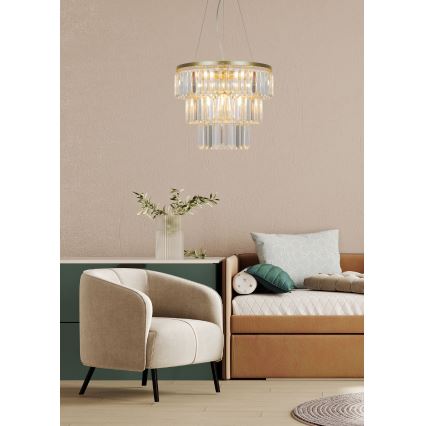Zuma Line - Kristallen hanglamp aan een koord 4xE14/40W/230V goud