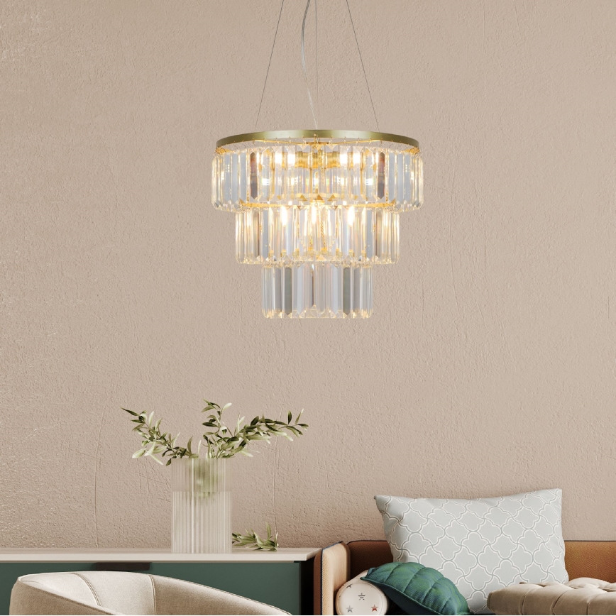 Zuma Line - Kristallen hanglamp aan een koord 4xE14/40W/230V goud