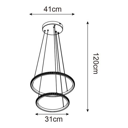 Zuma Line - LED Hanglamp aan een koord RIDE LED/22W/230V + LED/14W diameter 41 cm zwart