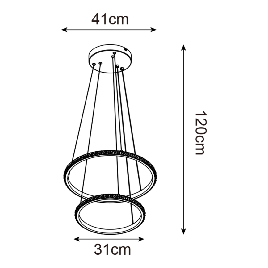 Zuma Line - LED Hanglamp aan een koord RIDE LED/22W/230V + LED/14W diameter 41 cm zwart