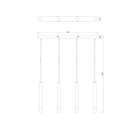 Zuma Line - Pendellamp met kabel 4xG9/5W/230V zwart