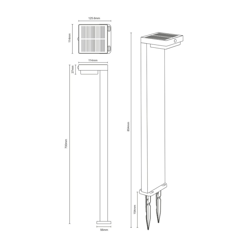 Zuma Line - LED zonne-lamp met bewegings- en schemersensor LED/4,5W/2000 mAh IP44 zwart