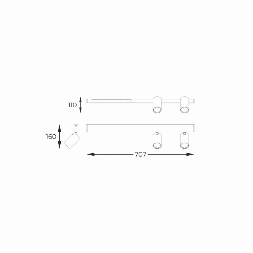 Zuma Line - LED Wandspot 2xGU10/5W/230V + LED/8W zwart