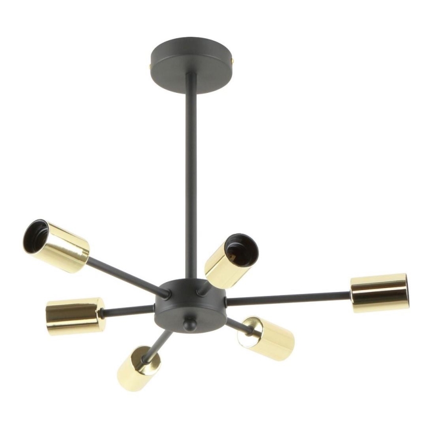 Zuma Line - Suspension avec tige 6xE27/40W/230V noir/doré