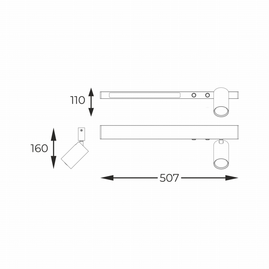 Zuma Line - LED Wandspot 1xGU10/5W/230V + LED/8W zwart