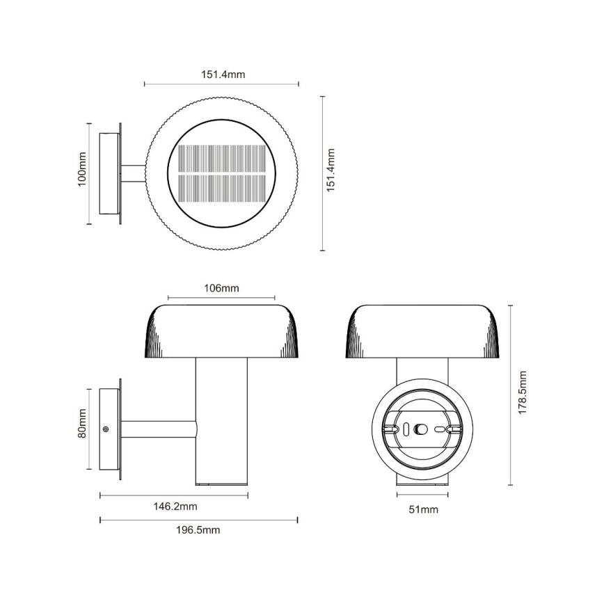 Zuma Line - Lampe solaire murale LED/2,5W/2000 mAh IP44 noir