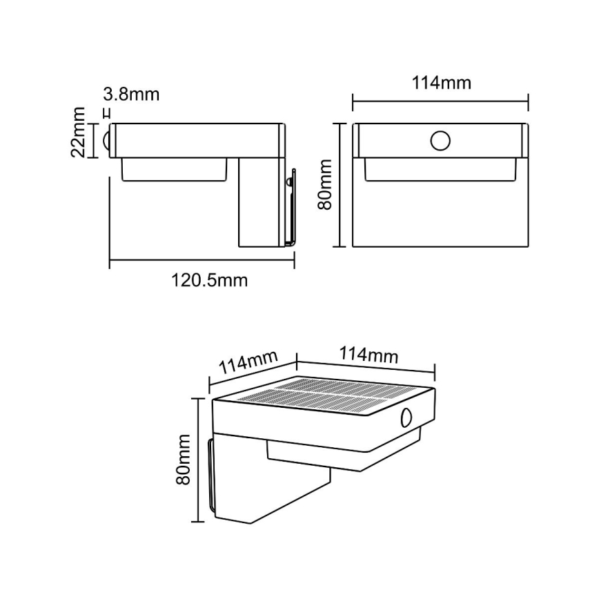 Zuma Line - Applique murale solaire avec détecteur de mouvement et de crépuscule LED/4,5W/2000 mAh IP44 noir