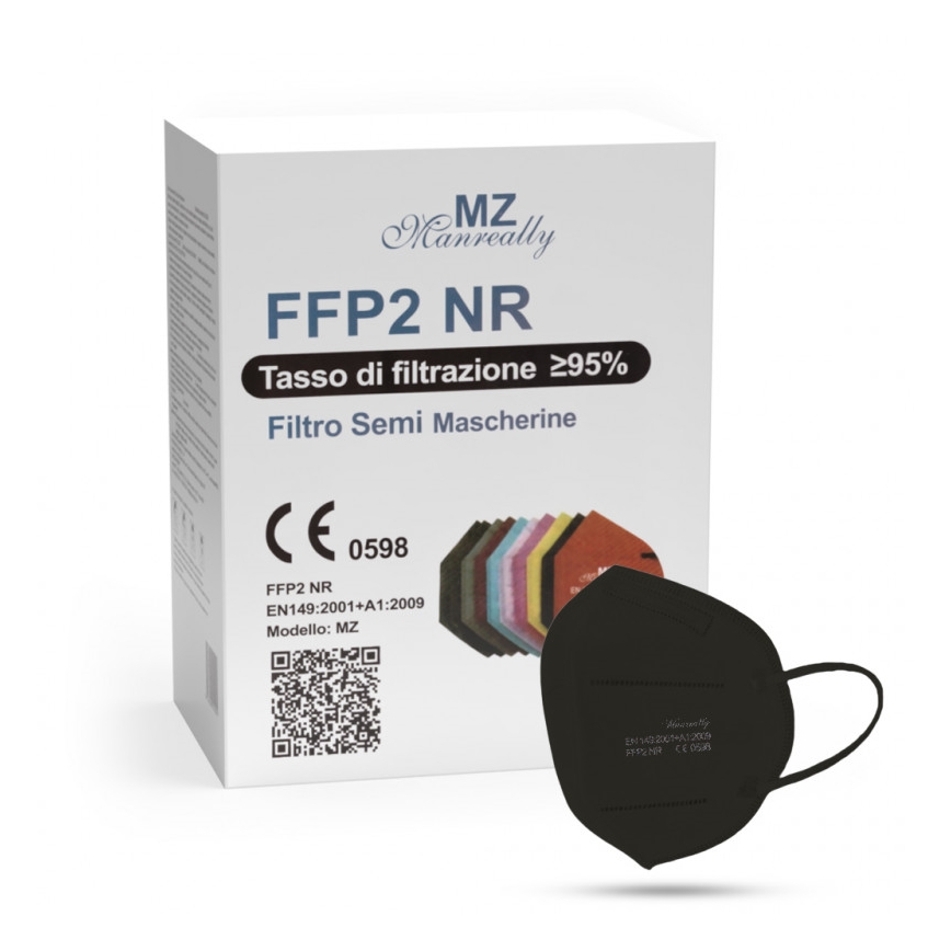 Zwart Ademhalingsmasker FFP2 NR CE 0598 - 1stuk