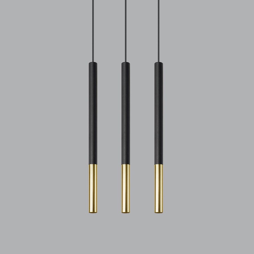 Zwart/Gouden kroonluchter aan koord MOSAIC 3x G9 / 12W / 230V