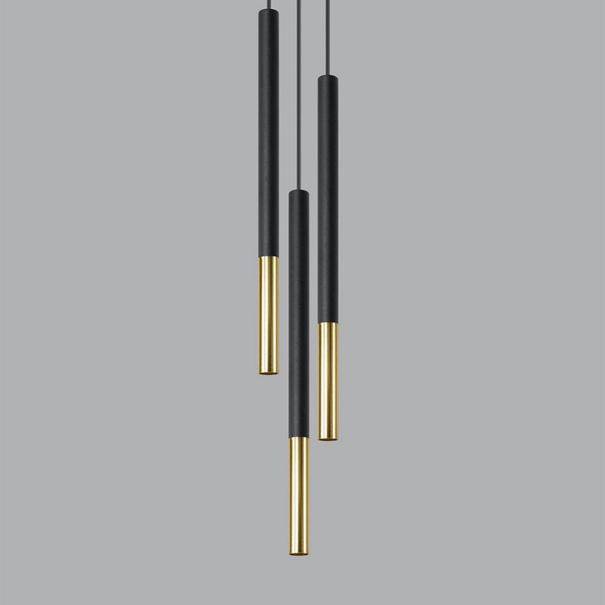 Zwart/Gouden kroonluchter aan koord MOSAIC 3x G9 / 12W / 230V