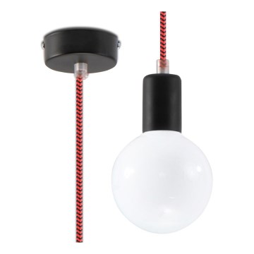 Zwart Rode Hanglamp aan koord EDISON 1x E27 / 60W / 230V